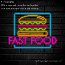 100% Achieve Multiple Colors Fast Food Hamburger Bread Pizza Burger Neon Sign